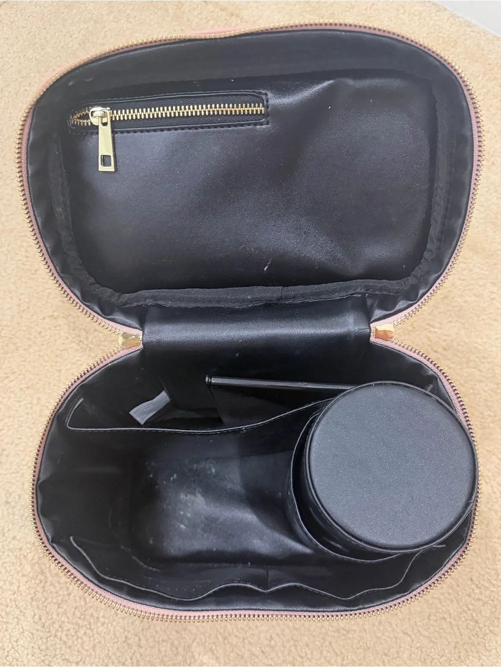 Sly Beauty Pink Vegan Leather Makeup Train Case Cosmetic Organizer